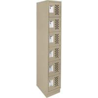 Assembled Lockerettes Clean Line Perforated Economy Lockers, 6 -tier, 18" x 72" x 12", Steel Cam Industrial