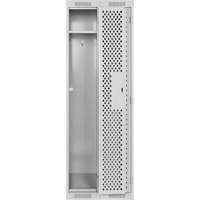 Clean Line Lockers, 2 -tier, 12" x 12" x 72", Steel, Grey, Rivet (Assembled), Perforated Cam Industrial