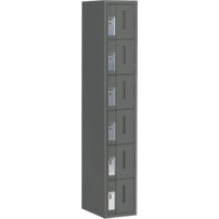 Concorde Heavy-Duty Lockers, 6 -tier, 12" x 18" x 72", Steel, Charcoal, Welded (Assembled) Cam Industrial