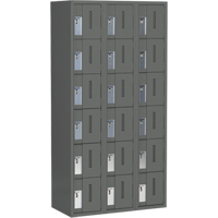 Concorde Heavy-Duty Lockers, 6 -tier, Bank of 3, 36" x 18" x 72", Steel, Charcoal, Welded (Assembled) Cam Industrial