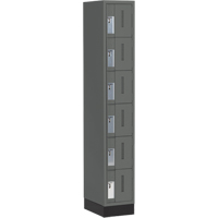 Concorde Heavy-Duty Lockers, 6 -tier, 12" x 18" x 76", Steel, Charcoal, Welded (Assembled) Cam Industrial