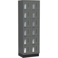 Concorde Heavy-Duty Lockers, 6 -tier, Bank of 2, 24" x 18" x 76", Steel, Charcoal, Welded (Assembled) Cam Industrial