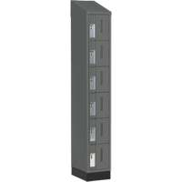 Concorde Heavy-Duty Lockers, 6 -tier, 12" x 18" x 82", Steel, Charcoal, Welded (Assembled) Cam Industrial