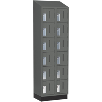 Concorde Heavy-Duty Lockers, 6 -tier, Bank of 2, 24" x 18" x 82", Steel, Charcoal, Welded (Assembled) Cam Industrial
