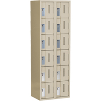 Concorde Heavy-Duty Lockers, 6 -tier, Bank of 2, 24" x 18" x 72", Steel, Beige, Welded (Assembled) Cam Industrial