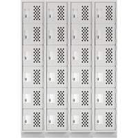 Assembled Clean Line Perforated Economy Lockers, 6 -tier, Bank of 4, 18" x 72" x 12", Steel Cam Industrial