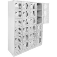 Assembled Clean Line Perforated Economy Lockers, 6 -tier, Bank of 4, 18" x 72" x 12", Steel Cam Industrial