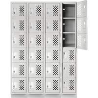 Assembled Clean Line Perforated Economy Lockers, 6 -tier, Bank of 4, 18" x 72" x 12", Steel Cam Industrial