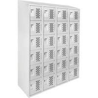Assembled Clean Line Perforated Economy Lockers, 6 -tier, Bank of 4, 18" x 72" x 12", Steel Cam Industrial