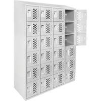 Assembled Clean Line Perforated Economy Lockers, 6 -tier, Bank of 4, 18" x 72" x 12", Steel Cam Industrial