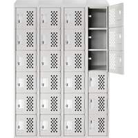 Assembled Clean Line Perforated Economy Lockers, 6 -tier, Bank of 4, 18" x 72" x 12", Steel Cam Industrial
