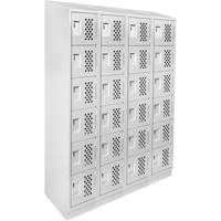Assembled Clean Line Perforated Economy Lockers, 6 -tier, Bank of 4, 18" x 72" x 12", Steel Cam Industrial