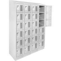 Assembled Clean Line Perforated Economy Lockers, 6 -tier, Bank of 4, 18" x 72" x 12", Steel Cam Industrial
