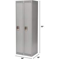 Lockers, Bank of 2, 24" x 18" x 72", Steel, Grey, Knocked Down Cam Industrial