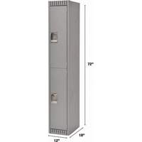 Lockers, 2 -tier, 12" x 18" x 72", Steel, Grey, Knocked Down Cam Industrial