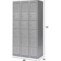 Lockers, 6 -tier, Bank of 3, 36" x 18" x 72", Steel, Grey, Knocked Down Cam Industrial