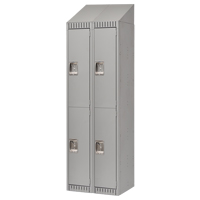 Lockers, 2 -tier, Bank of 2, 24" x 18" x 82", Steel, Grey, Knocked Down Cam Industrial