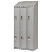 Casiers, 2 niveaux, Bloc de 3, 36" x 18" x 82", Acier, Gris, D&eacute;mont&eacute; Cam Industrial
