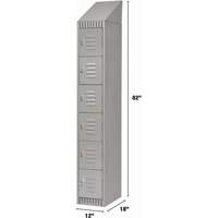 Lockers, 6 -tier, 12" x 18" x 82", Steel, Grey, Knocked Down Cam Industrial
