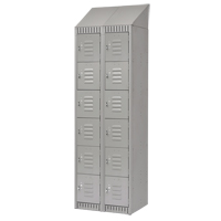 Lockers, 6 -tier, Bank of 2, 24" x 18" x 82", Steel, Grey, Knocked Down Cam Industrial