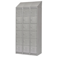 Lockers, 6 -tier, Bank of 3, 36" x 18" x 82", Steel, Grey, Knocked Down Cam Industrial