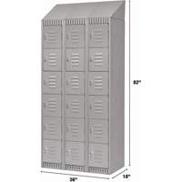 Lockers, 6 -tier, Bank of 3, 36" x 18" x 82", Steel, Grey, Knocked Down Cam Industrial