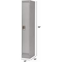 Lockers, 12" x 18" x 76", Steel, Grey, Knocked Down Cam Industrial