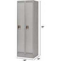 Lockers, Bank of 2, 24" x 18" x 76", Steel, Grey, Knocked Down Cam Industrial