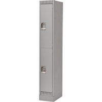 Lockers, 2 -tier, 12" x 18" x 76", Steel, Grey, Knocked Down Cam Industrial