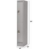 Lockers, 2 -tier, 12" x 18" x 76", Steel, Grey, Knocked Down Cam Industrial