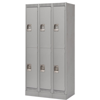 Lockers, 2 -tier, Bank of 3, 36" x 18" x 76", Steel, Grey, Knocked Down Cam Industrial