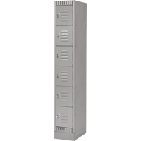 Lockers, 6 -tier, 12" x 18" x 76", Steel, Grey, Knocked Down Cam Industrial