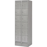 Lockers, 6 -tier, Bank of 2, 24" x 18" x 76", Steel, Grey, Knocked Down Cam Industrial