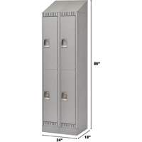 Lockers, 2 -tier, Bank of 2, 24" x 18" x 86", Steel, Grey, Knocked Down Cam Industrial