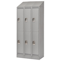 Lockers, 2 -tier, Bank of 3, 36" x 18" x 86", Steel, Grey, Knocked Down Cam Industrial