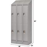 Lockers, 2 -tier, Bank of 3, 36" x 18" x 86", Steel, Grey, Knocked Down Cam Industrial