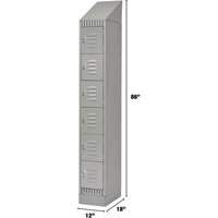Lockers, 6 -tier, 12" x 18" x 86", Steel, Grey, Knocked Down Cam Industrial