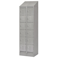 Lockers, 6 -tier, Bank of 2, 24" x 18" x 86", Steel, Grey, Knocked Down Cam Industrial