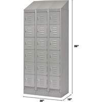 Lockers, 6 -tier, Bank of 3, 36" x 18" x 86", Steel, Grey, Knocked Down Cam Industrial