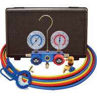Dual Manifold Gauge Set with 3-in-1 Side Mount Can Tap Valve Cam Industrial
