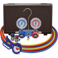 Dual Manifold Gauge Set with Manual Couplers & 3-in-1 Side Mount Can Tap Valve Cam Industrial