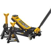 Magic Lift Service Jack & Jack Stands Combo Set, 3 Ton(s)/2.5 Ton(s) Capacity, 3-7/20" Lowered, 19-3/10" Raised, Manual Hydraulic Cam Industrial