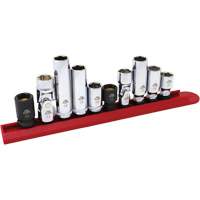 Jeu de douilles chrom&eacute;es avec rail, 10 Morceaux, Prise de 1/4"/3/8" Cam Industrial