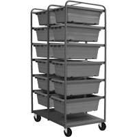 Mobile Tub Rack, Double-sided, 12 bins, 26" W x 36" D x 74" H Cam Industrial