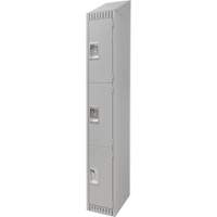 Lockers, 3 -tier, 12" x 18" x 82", Steel, Grey, Knocked Down Cam Industrial