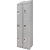 Lockers, 3 -tier, Bank of 2, 24" x 18" x 82", Steel, Grey, Knocked Down Cam Industrial
