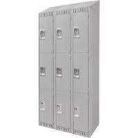 Lockers, 3 -tier, Bank of 3, 36" x 18" x 82", Steel, Grey, Knocked Down Cam Industrial