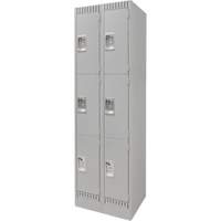 Casiers, 3 niveaux, Bloc de 2, 24" x 18" x 76", Acier, Gris, D&eacute;mont&eacute; Cam Industrial