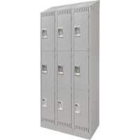 Lockers, 3 -tier, Bank of 3, 36" x 18" x 86", Steel, Grey, Knocked Down Cam Industrial