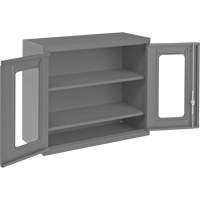 Wall-Mountable Storage Cabinet with Clearview Doors, 26-15/16" H x 29-7/8" W x 13-11/16" D, 2 Shelves, Steel, Grey Cam Industrial